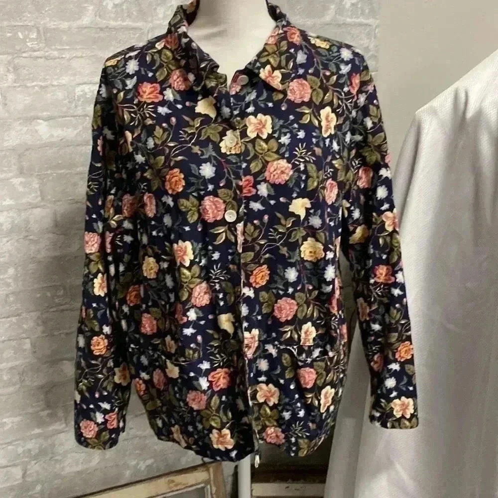 Woman’s New Identity navy cotton floral ladies jacket